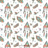 Free vector boho pattern with feathers