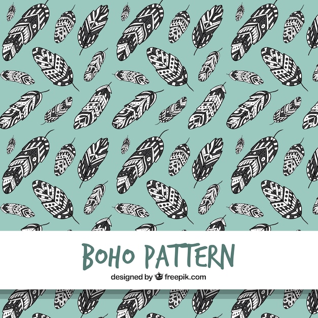 Free vector boho pattern with feathers