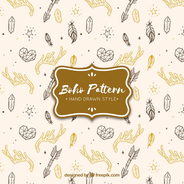 Free vector boho pattern with hippie style