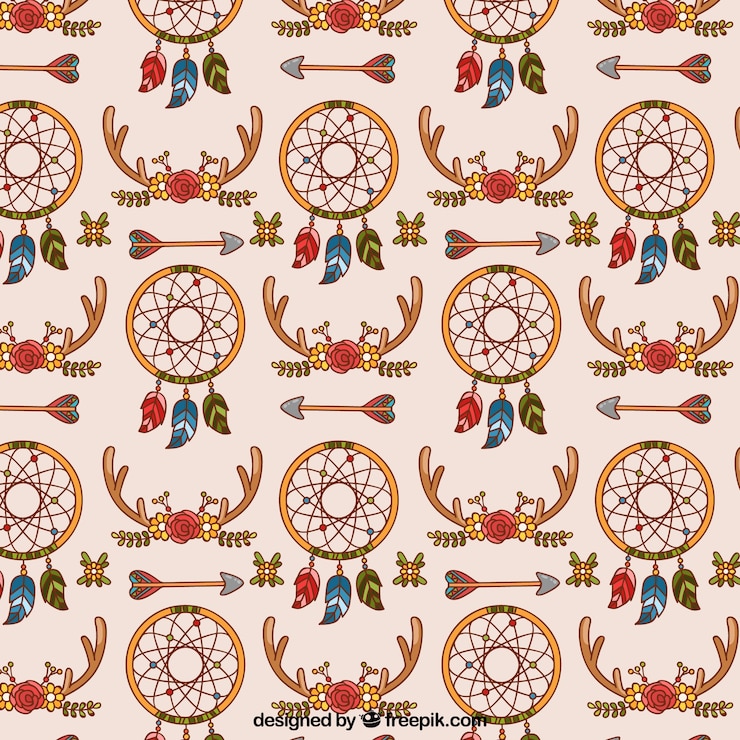 Free Vector boho pattern with hippie style