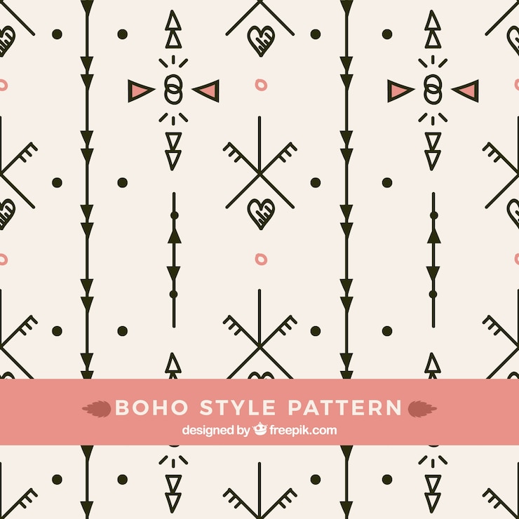Free Vector boho pattern with hippie style
