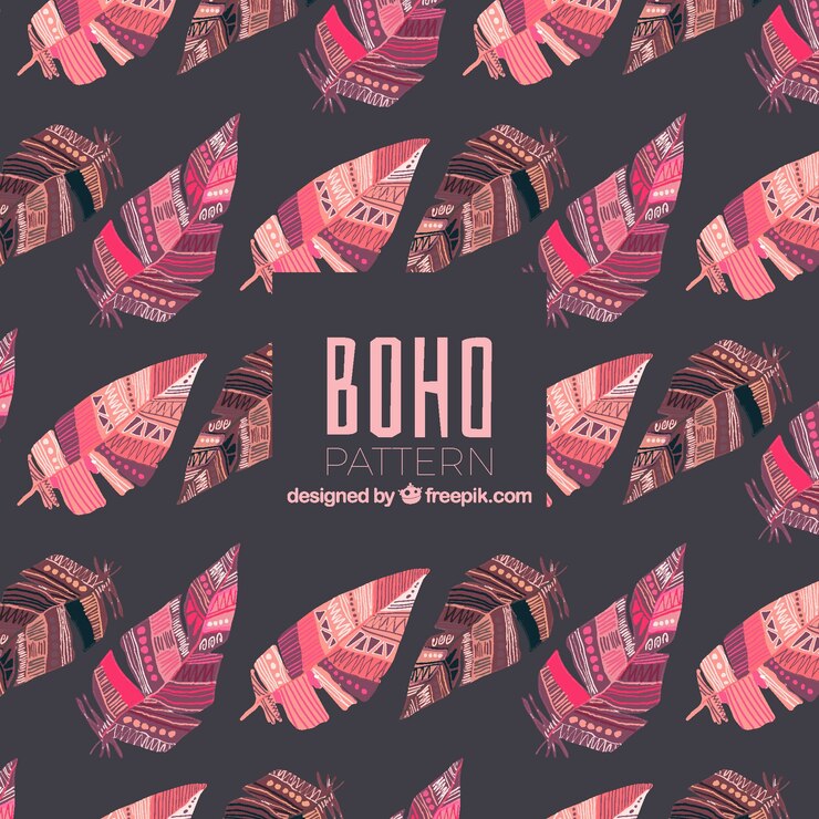 Free Vector boho pattern with watercolor feathers