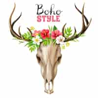 Бесплатное векторное изображение Иллюстрация boho skull