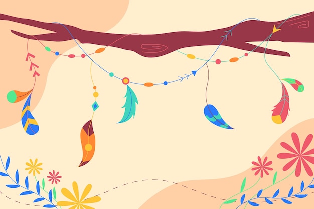 boho style background with feathers