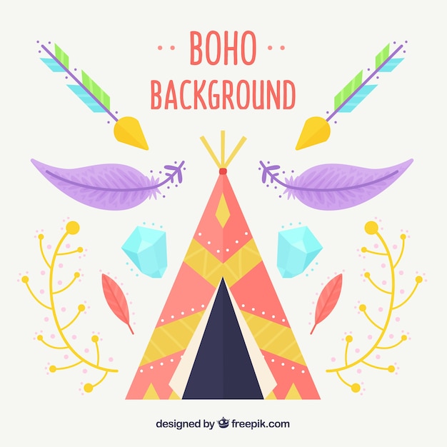 무료 벡터 평면 디자인으로 boho 스타일 배경