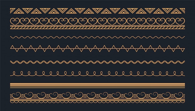 Boho style ethnic seamless borders set design