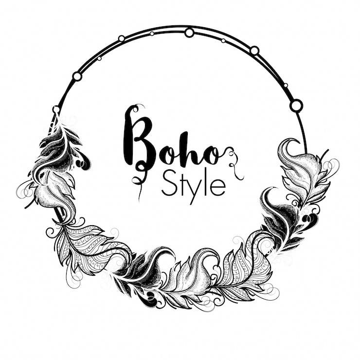 Free Vector  boho style frame with ethnic floral ornaments decoration, hand drawn decorative element design. 