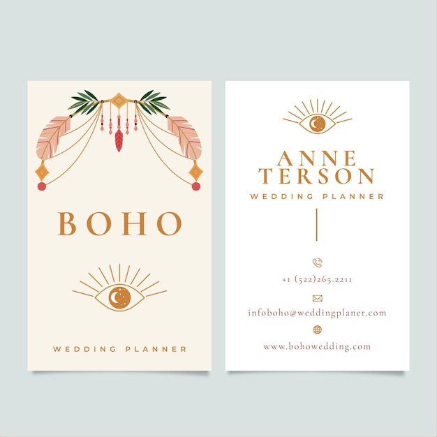 Boho vertical business card template