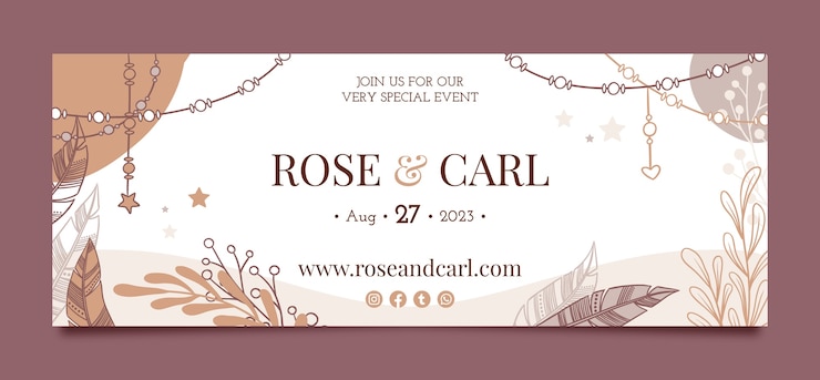 Free Vector boho wedding celebration facebook cover