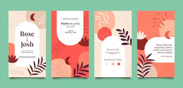 Boho wedding celebration instagram stories