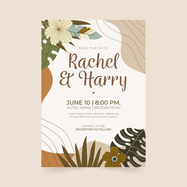 Boho wedding invitation template