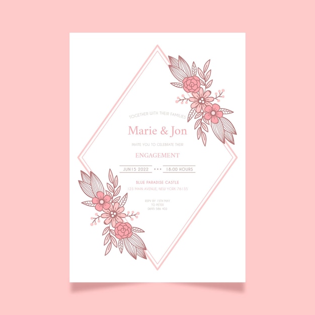Boho wedding invitation template
