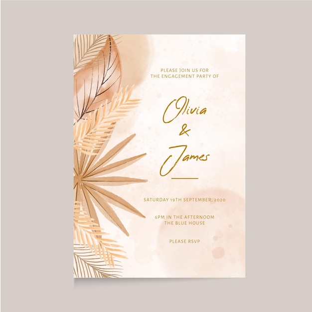 Free vector boho wedding invitation