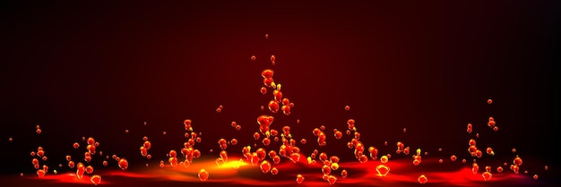 赤い泡と熱湯の抽象的な背景