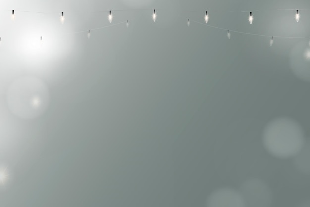 Free vector bokeh background  in blue with glowing string lights