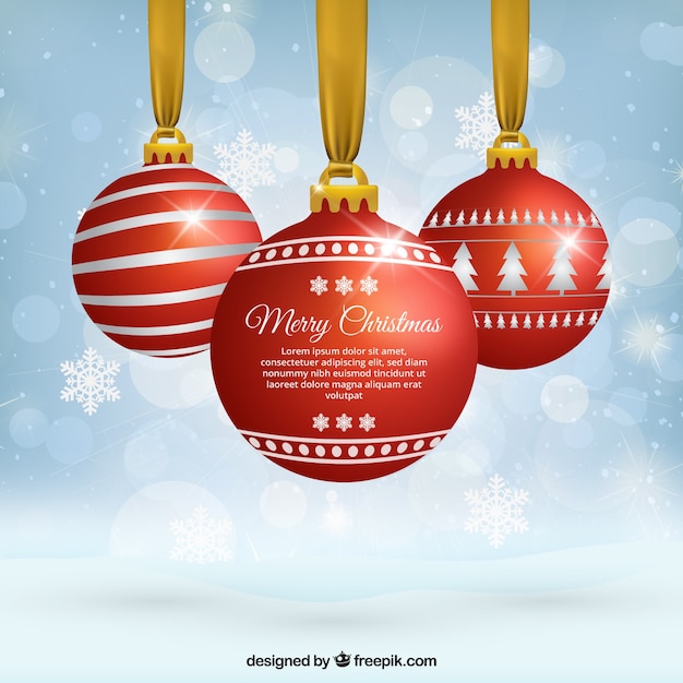 Free vector bokeh background of red christmas balls