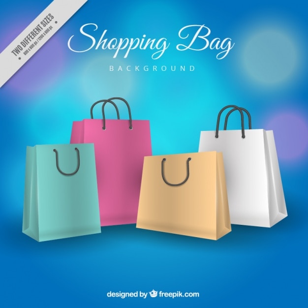 Free vector bokeh background of shopping bags