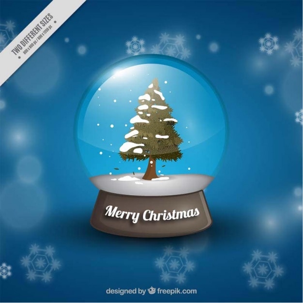 Free vector bokeh background of snowglobe with christmas tree