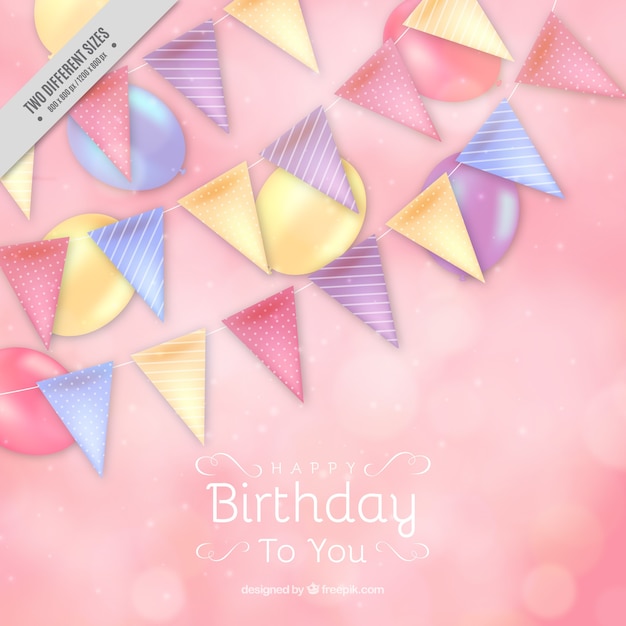 Free vector bokeh background with birthday decoration