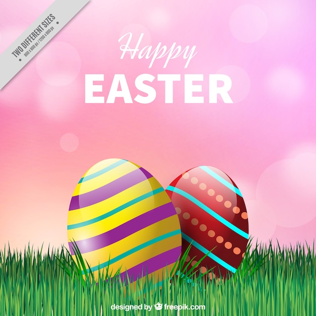 Bokeh background with decorative easter eggs