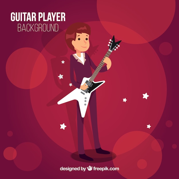 Free vector bokeh background with guitarist boy