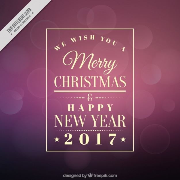 Free vector bokeh background with happy christmas and new year message