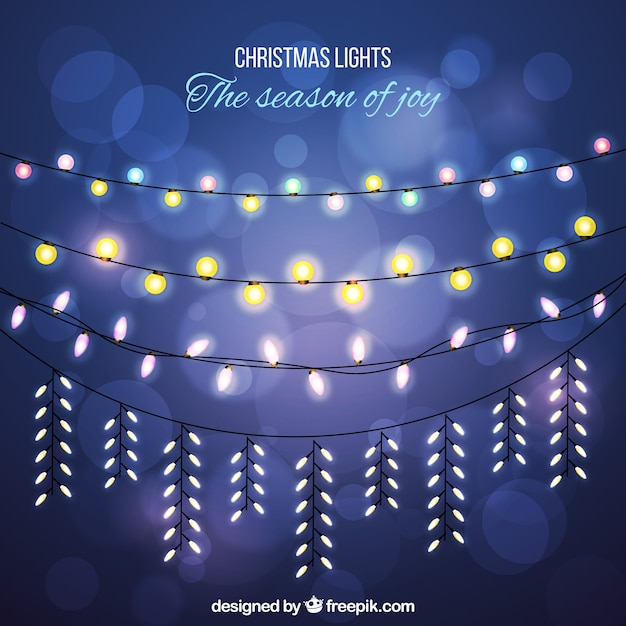 Free vector bokeh background with nice christmas lights