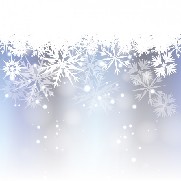 Bokeh background with white snowflakes