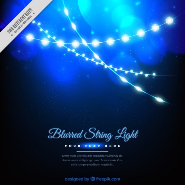 Vettore gratuito bokeh sfondo blu di luci stringa