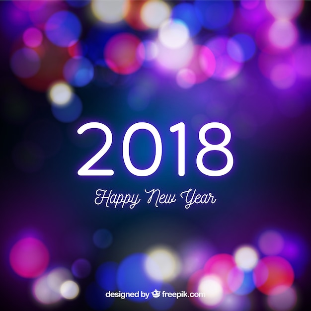 Free vector bokeh new year 2018 background