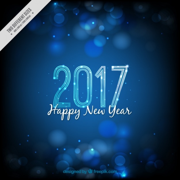 Free vector bokeh new year background in blue tones