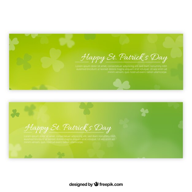 Bokeh st patrick's day banners with clovers