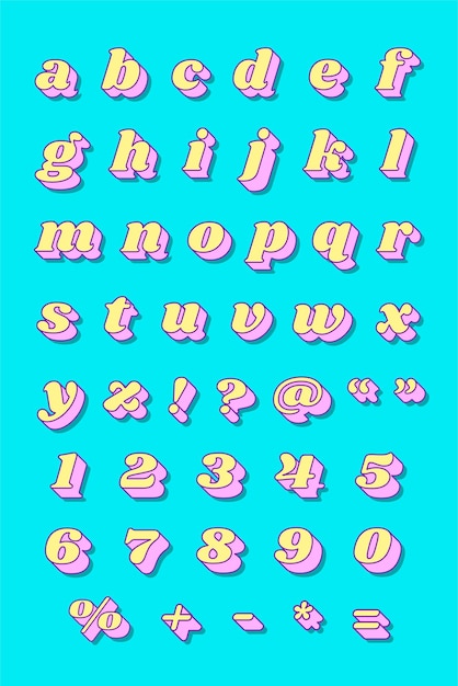 Bold alphabet number set vector retro typography