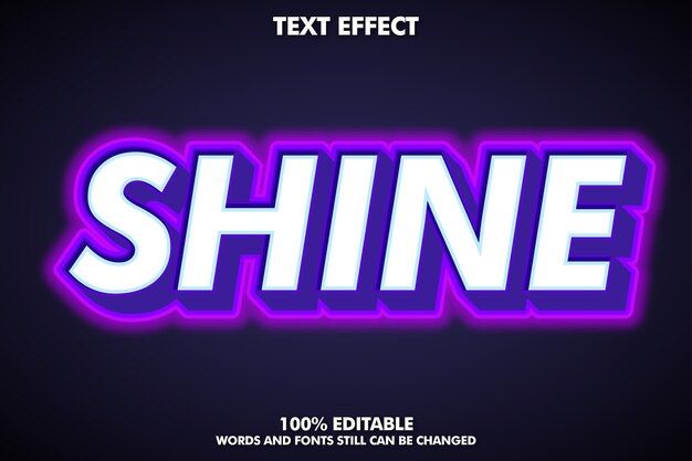 Bold text style with neon light effect