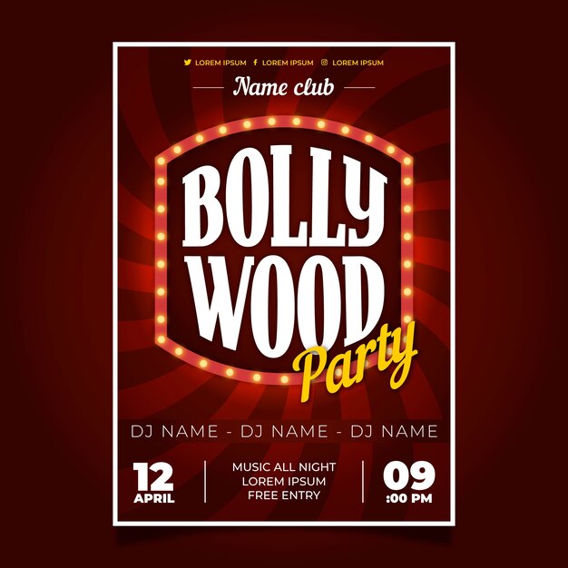 Bollywood indian party flyer invitation