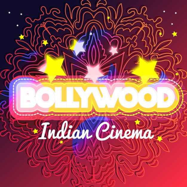 Bollywood lettering mandala background