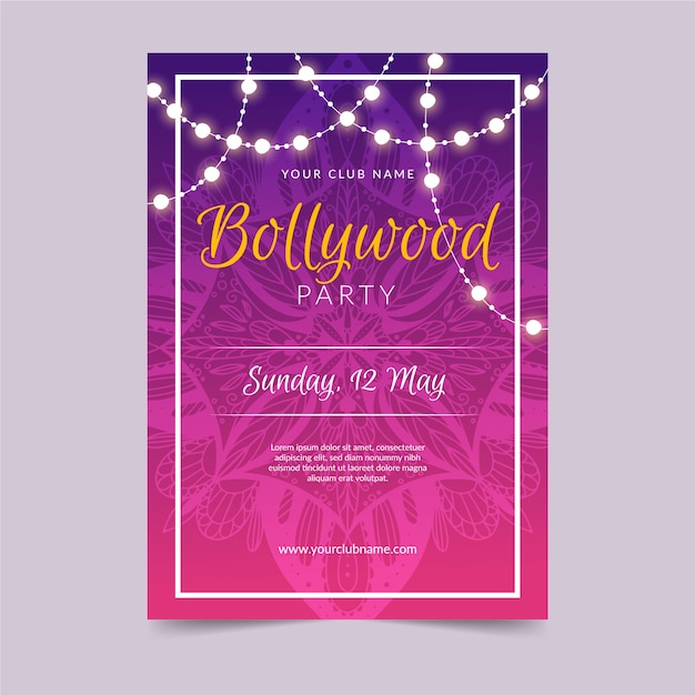 Free vector bollywood party poster template design
