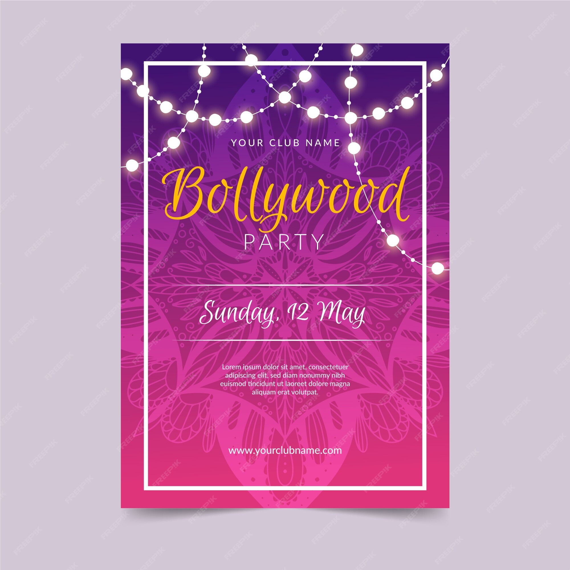 Free Vector | Bollywood party poster template design