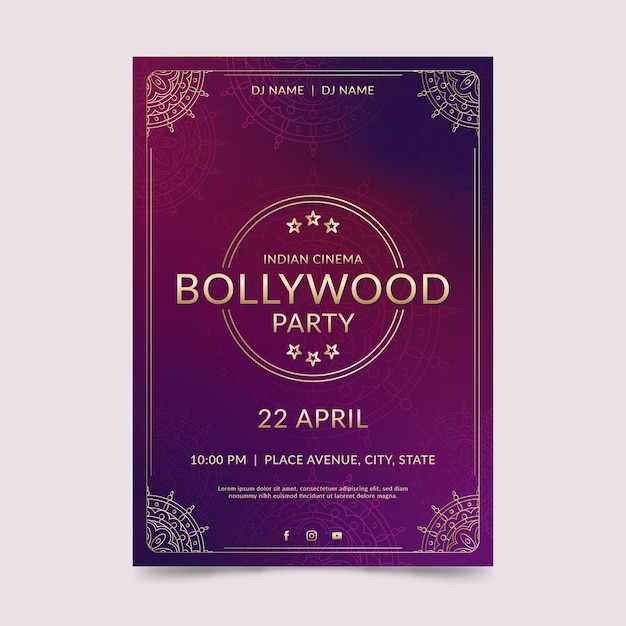Bollywood party poster template with ornaments