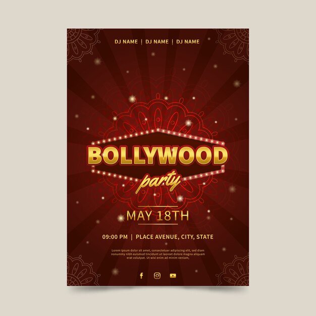 bollywood party poster template