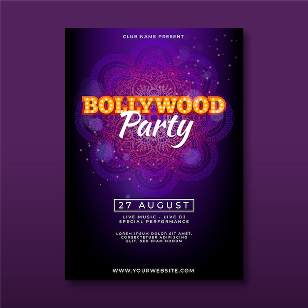 Free vector bollywood party poster template