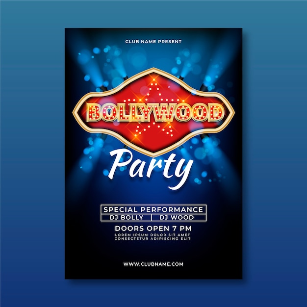 Шаблон плаката болливудской вечеринки Premium векторы
