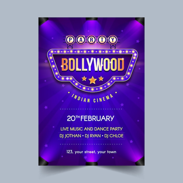 Free vector bollywood party poster template