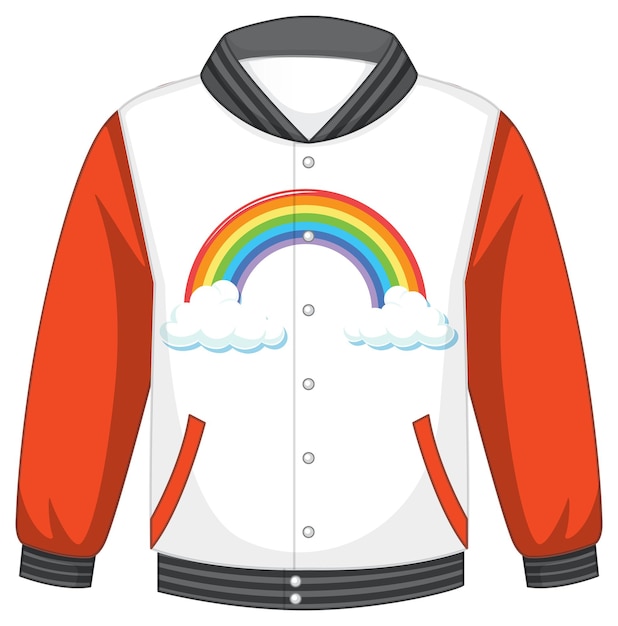 A bomber jacket with orange sleeves on white background