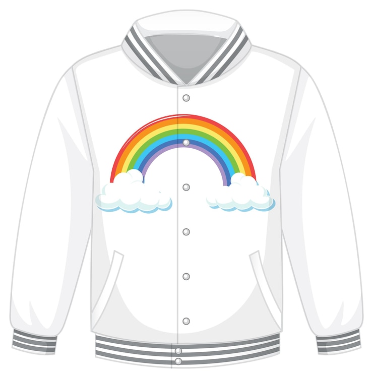 Free Vector a bomber jacket with rainbow pattern on white background