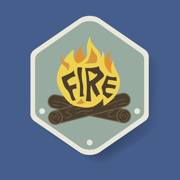 Free vector bonfire badge camping graphic illustration vector