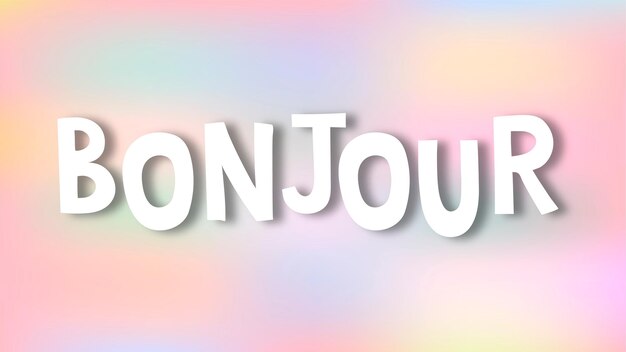 Free vector bonjour doodle typography on a pastel background vector