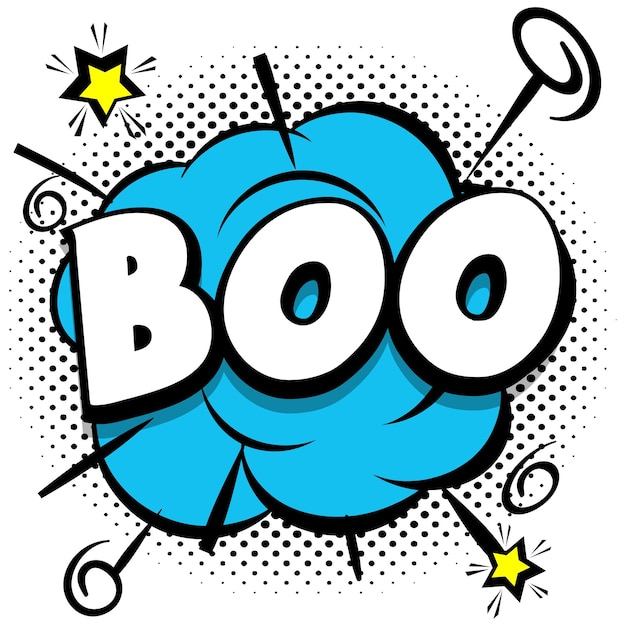 Boo comic яркий шаблон с речевыми пузырями на красочных рамах