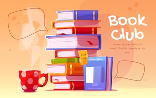 Book club cartoon style banner
