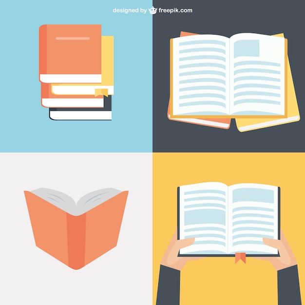 Free vector book collection in flat design